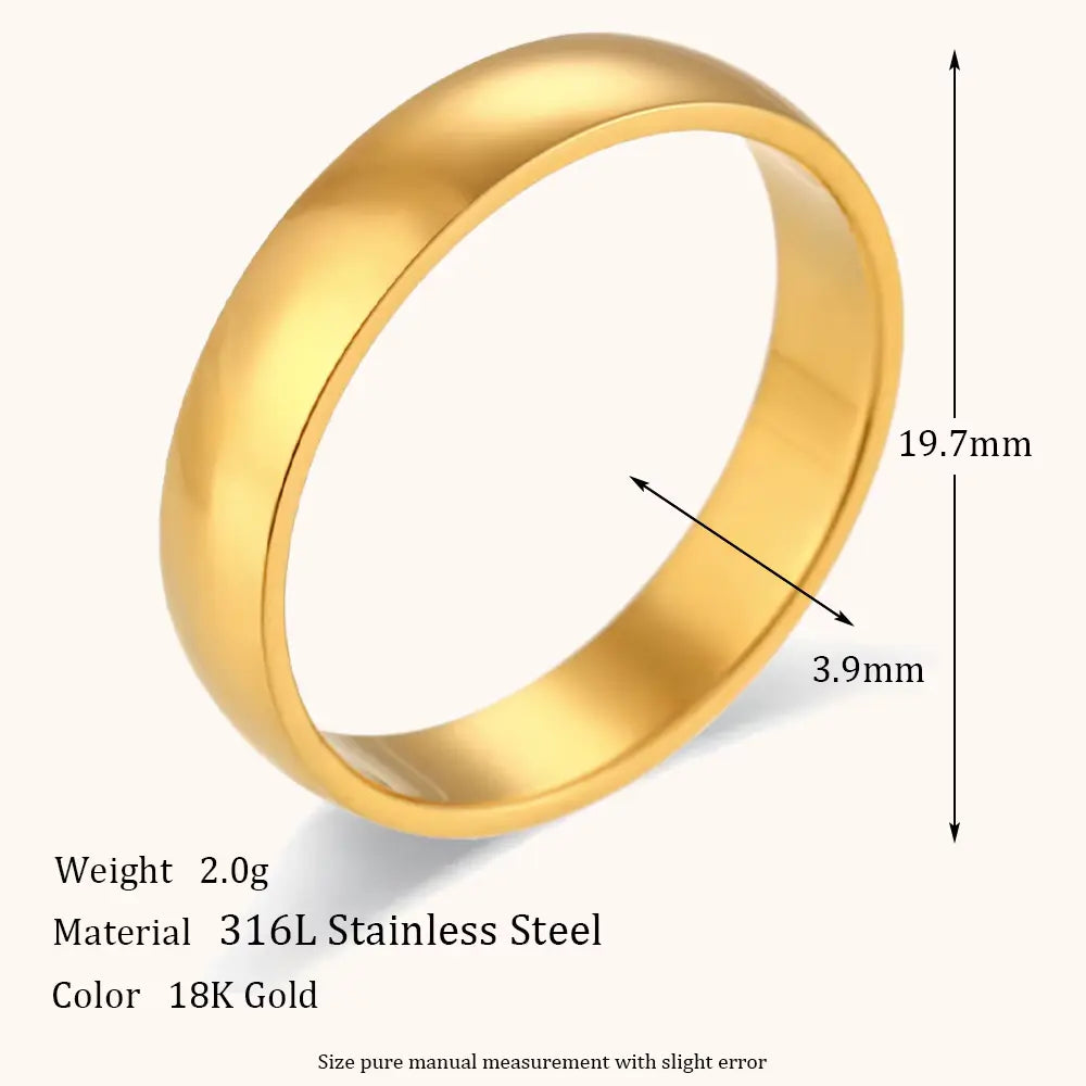 18KT Gold Plated Plain Band Ring 4mm - Atulya Jewellers
