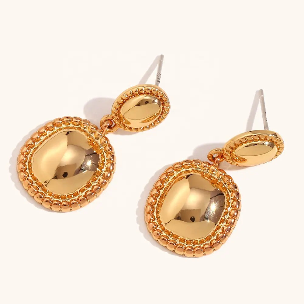 18KT Gold Plated Gloss Dangle Earrings - Atulya Jewellers