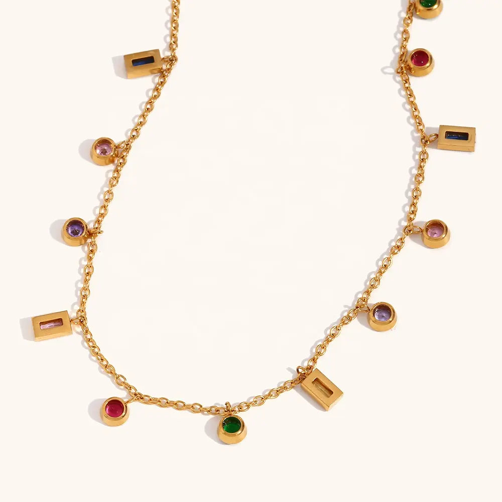 18KT Gold Plated Petal CZ Necklace - Atulya Jewellers