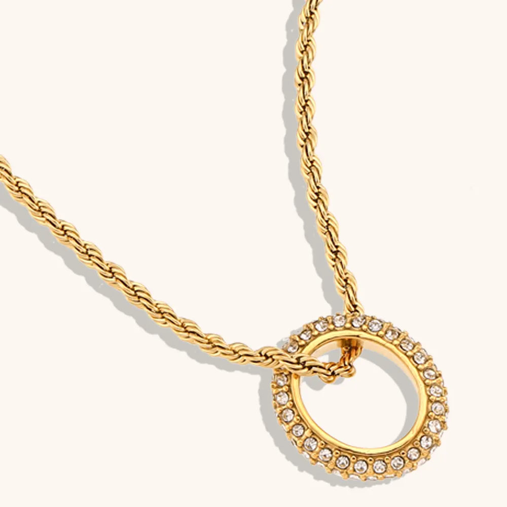 18KT Gold Plated Loop CZ Necklace - Atulya Jewellers