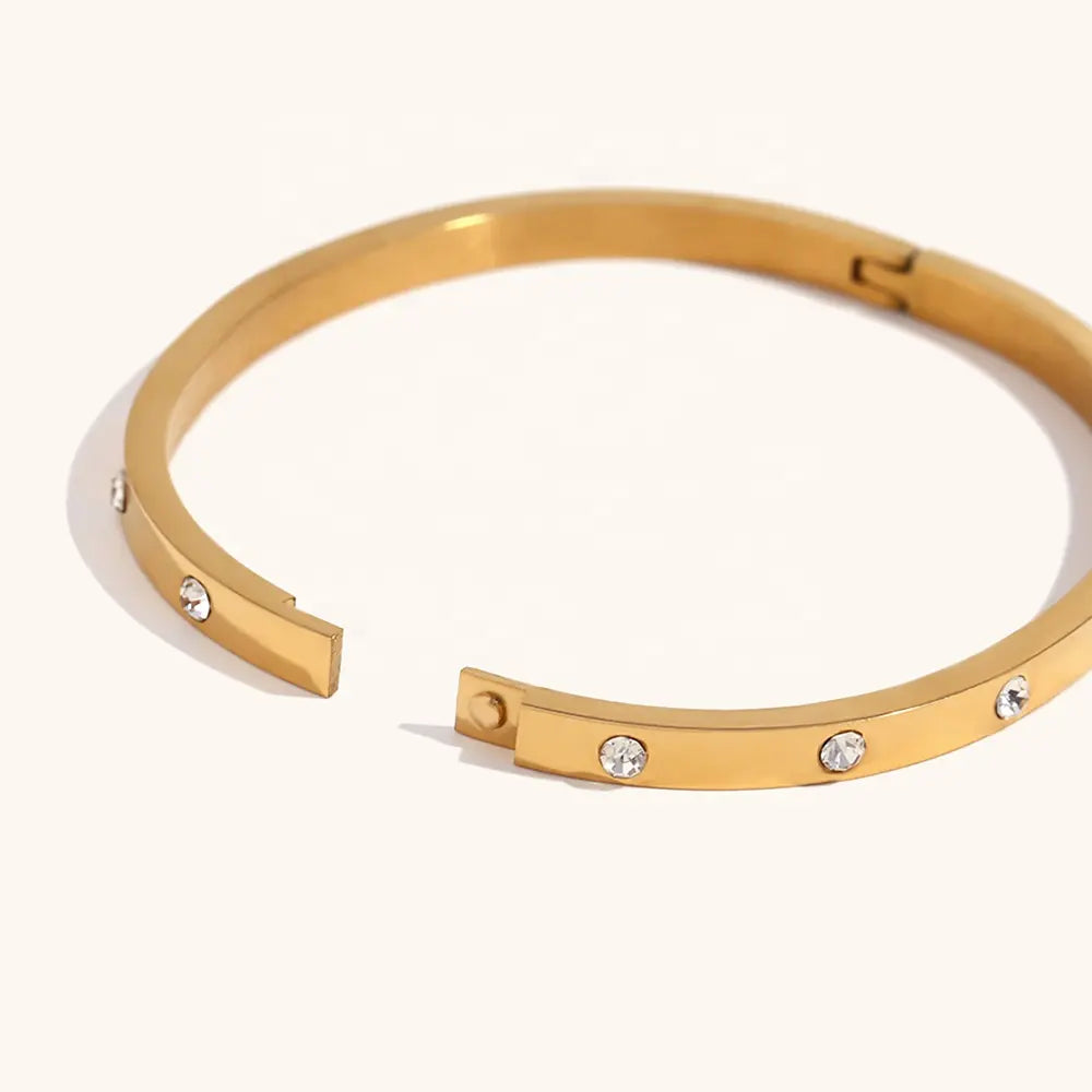 18KT Gold Plated Halo CZ Bangle - Atulya Jewellers