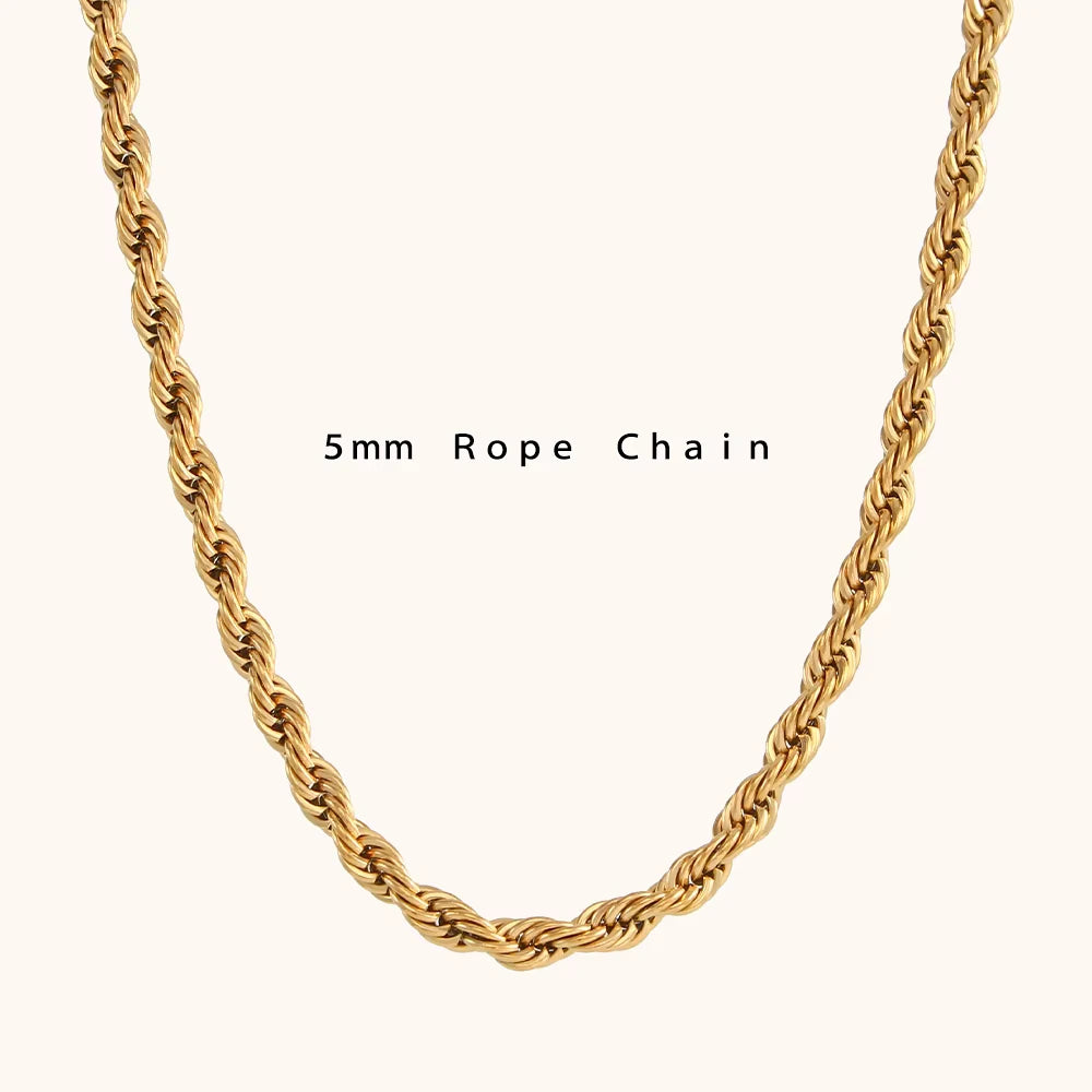 18KT Gold Plated Rope Chain 5mm - Atulya Jewellers