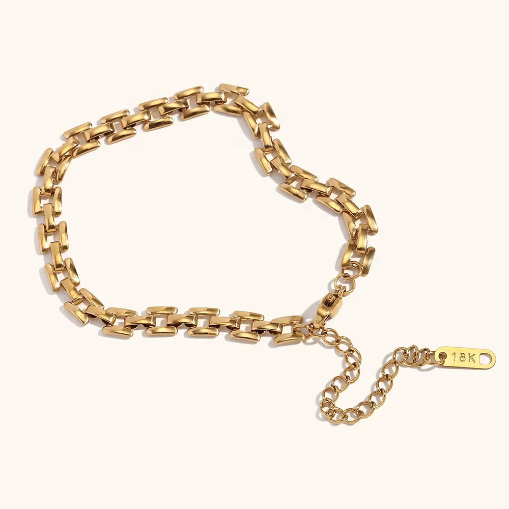 18KT Gold Plated Square Link Bracelet - Atulya Jewellers