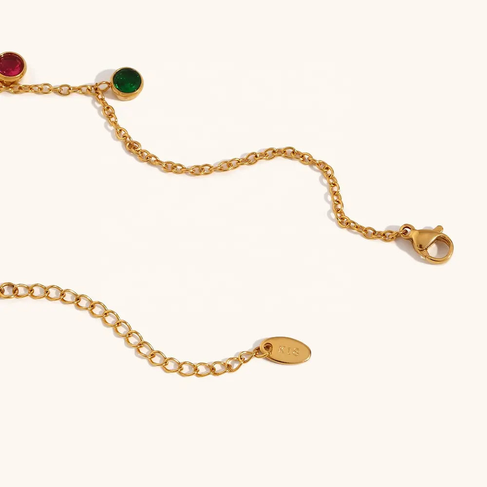 18KT Gold Plated Petal CZ Necklace - Atulya Jewellers