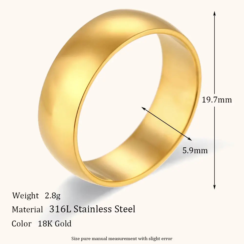 18KT Gold Plated Plain Band Ring 6mm - Atulya Jewellers