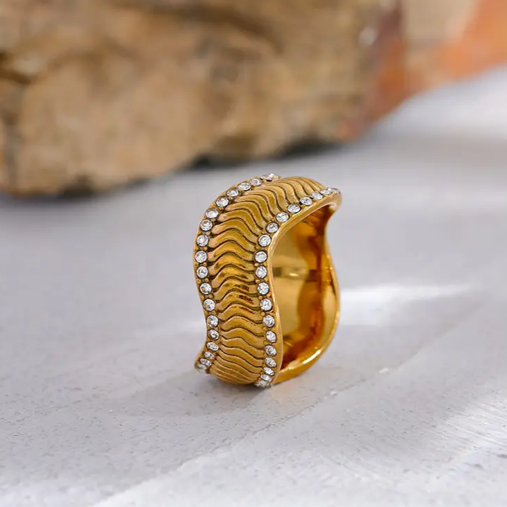 18KT Gold Plated Alaya CZ Ring - Atulya Jewellers