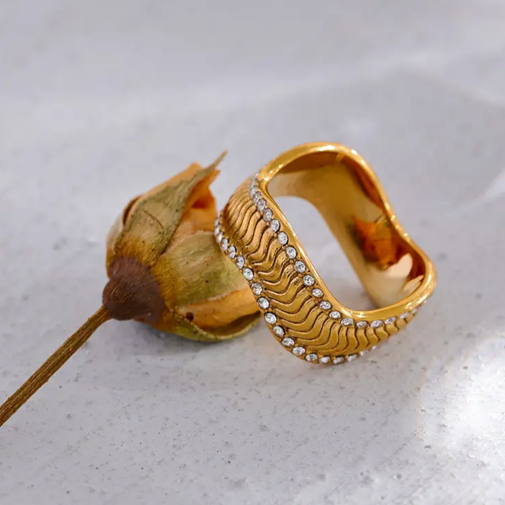 18KT Gold Plated Alaya CZ Ring - Atulya Jewellers