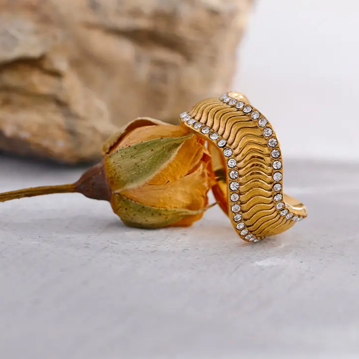 18KT Gold Plated Alaya CZ Ring - Atulya Jewellers