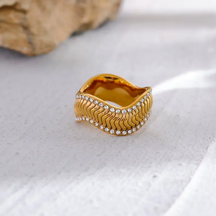 18KT Gold Plated Alaya CZ Ring - Atulya Jewellers