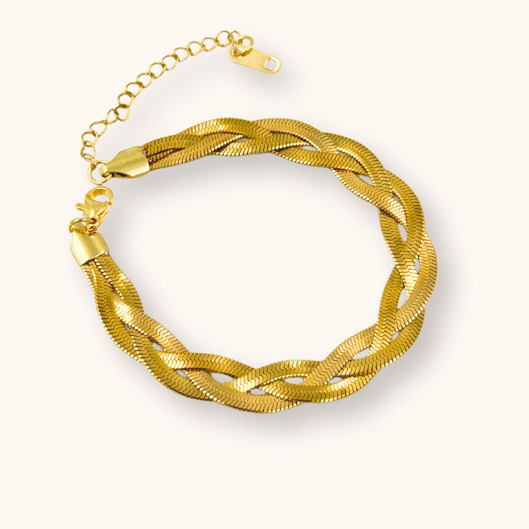 18KT Gold Plated Tri Twisted Silk Bracelet - Atulya Jewellers