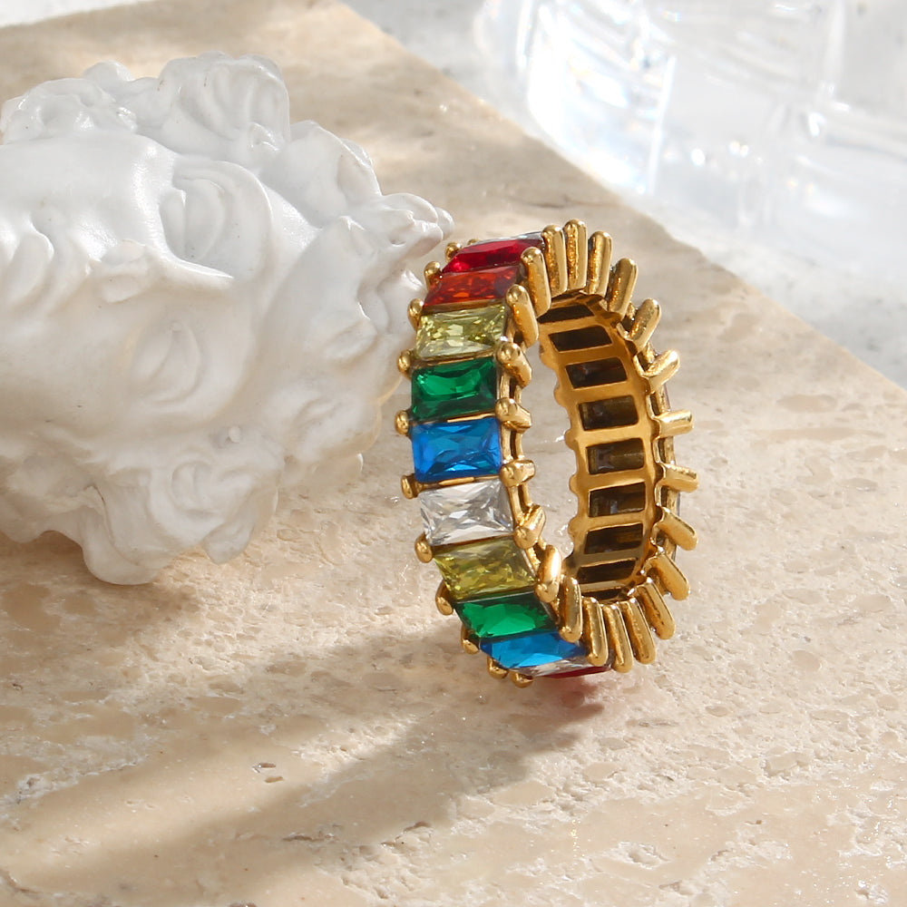 18KT Gold Plated Naira CZ Ring - Atulya Jewellers