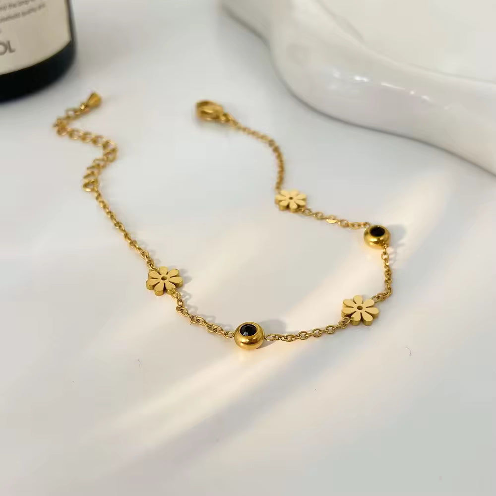 18KT Gold Plated Dainty Daisy Bracelet - Atulya Jewellers