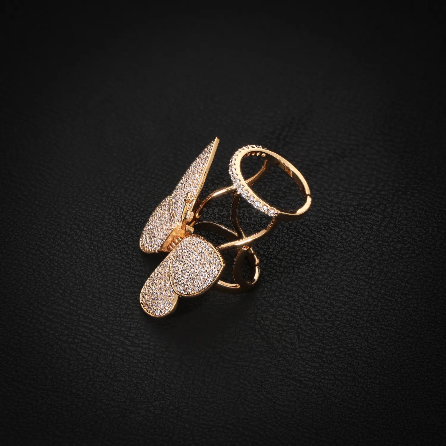 Flying Butterfly Diamond Ring - 18KT Gold Plated (Re-Sizable) - Atulya Jewellers