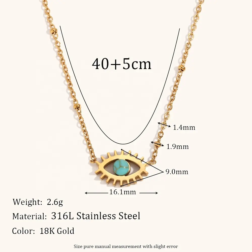 18KT Gold Plated Riva Evil Eye Necklace - Atulya Jewellers