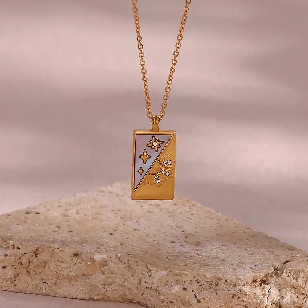 18KT Gold Plated Star Gaze CZ Necklace - Atulya Jewellers