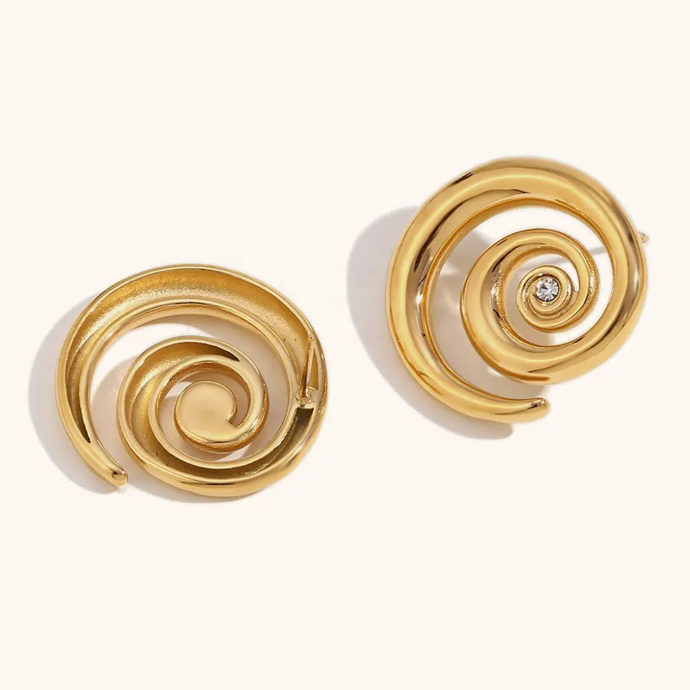 18KT Gold Plated Swirl Earrings - Atulya Jewellers