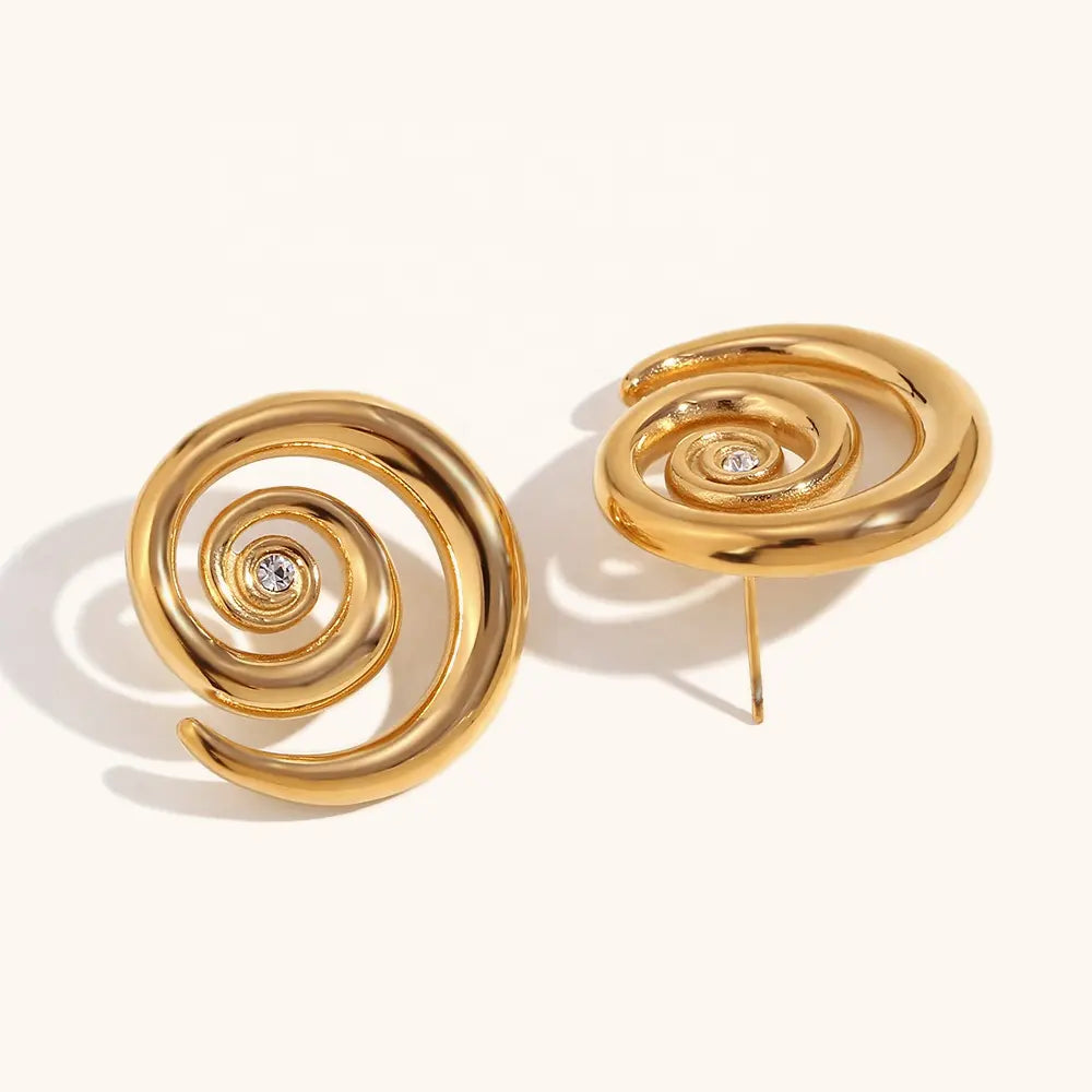 18KT Gold Plated Swirl Earrings - Atulya Jewellers