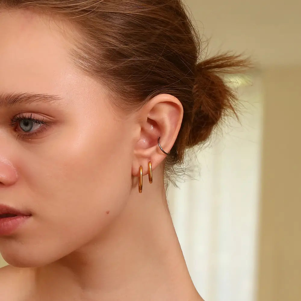 18KT Gold Plated Classic Oval Earrings - Atulya Jewellers