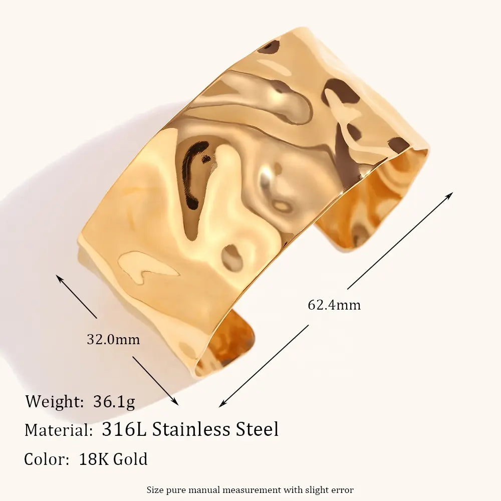 18KT Gold Plated Irregular Statement Cuff Bracelet - Atulya Jewellers