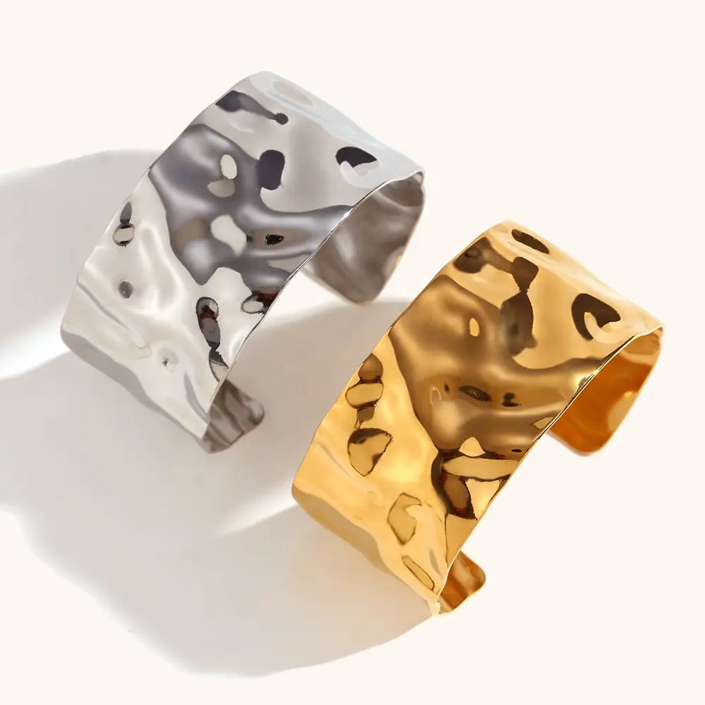 18KT Gold Plated Irregular Statement Cuff Bracelet - Atulya Jewellers