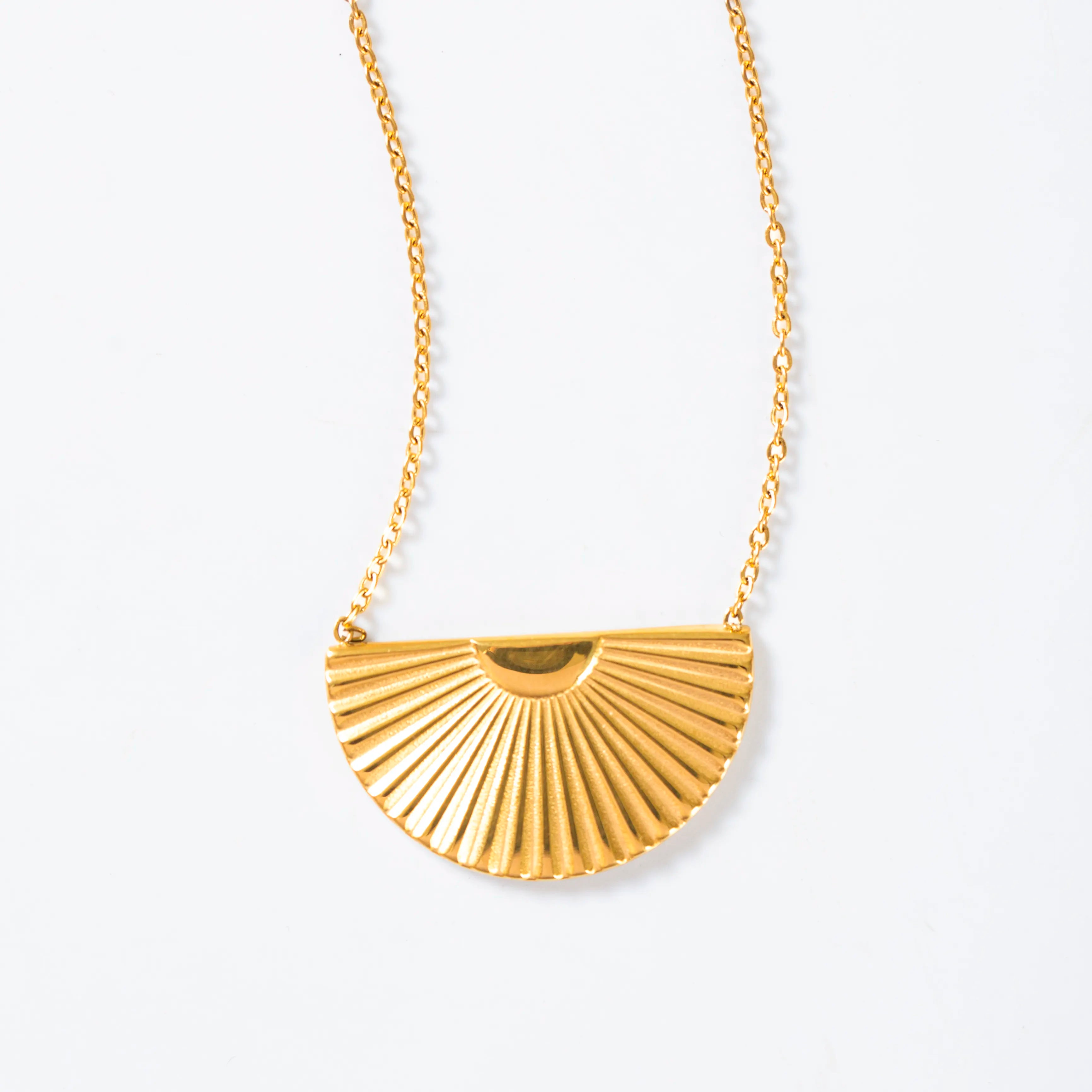 18KT Gold Plated Engraved Necklace - Semicircle - Atulya Jewellers