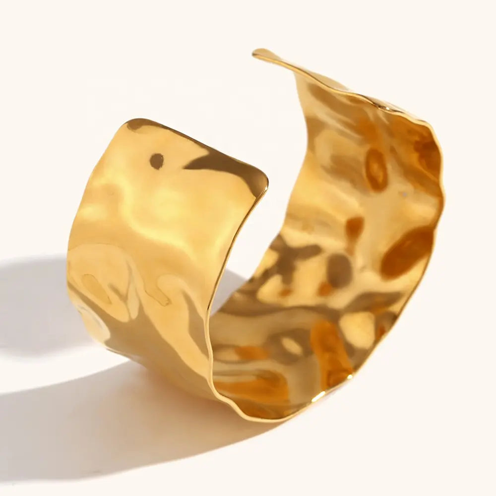 18KT Gold Plated Irregular Statement Cuff Bracelet - Atulya Jewellers