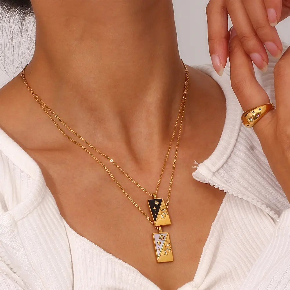 18KT Gold Plated Star Gaze CZ Necklace - Atulya Jewellers