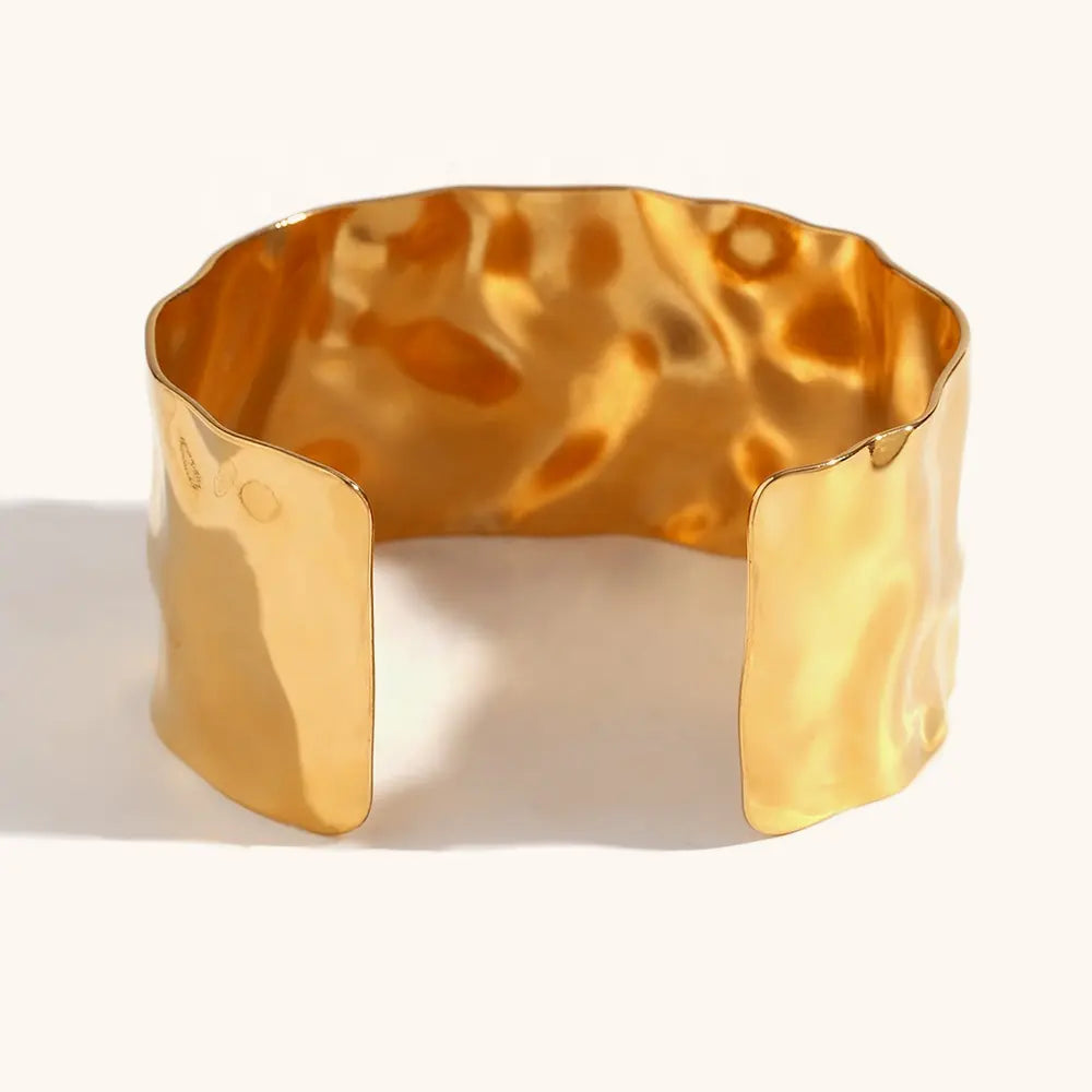 18KT Gold Plated Irregular Statement Cuff Bracelet - Atulya Jewellers