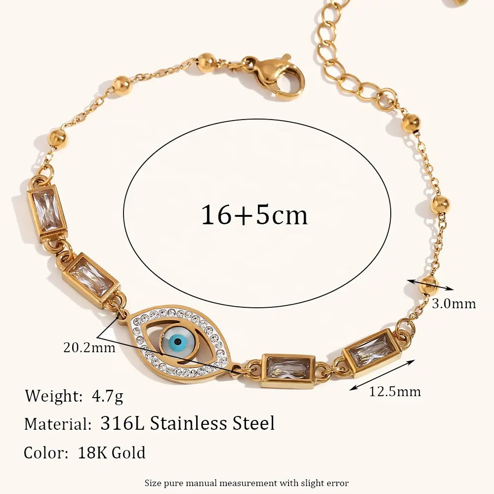 18KT Gold Plated Siora Evil Eye CZ Bracelet - Atulya Jewellers
