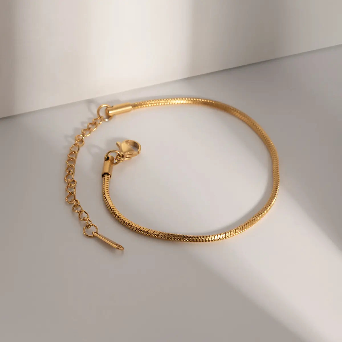 18KT Gold Plated Solid Snake Chain Bracelet - Atulya Jewellers