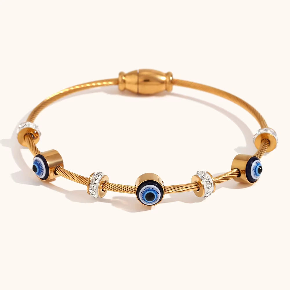 18KT Gold Plated Classic Evil Eye Bangle - Atulya Jewellers