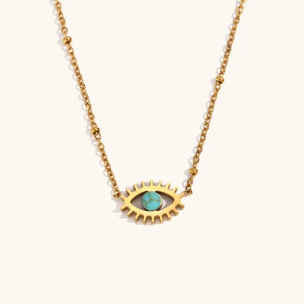 18KT Gold Plated Riva Evil Eye Necklace - Atulya Jewellers