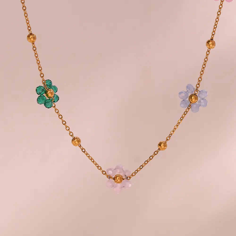 18KT Gold Plated Dainty Bloom Necklace - Atulya Jewellers
