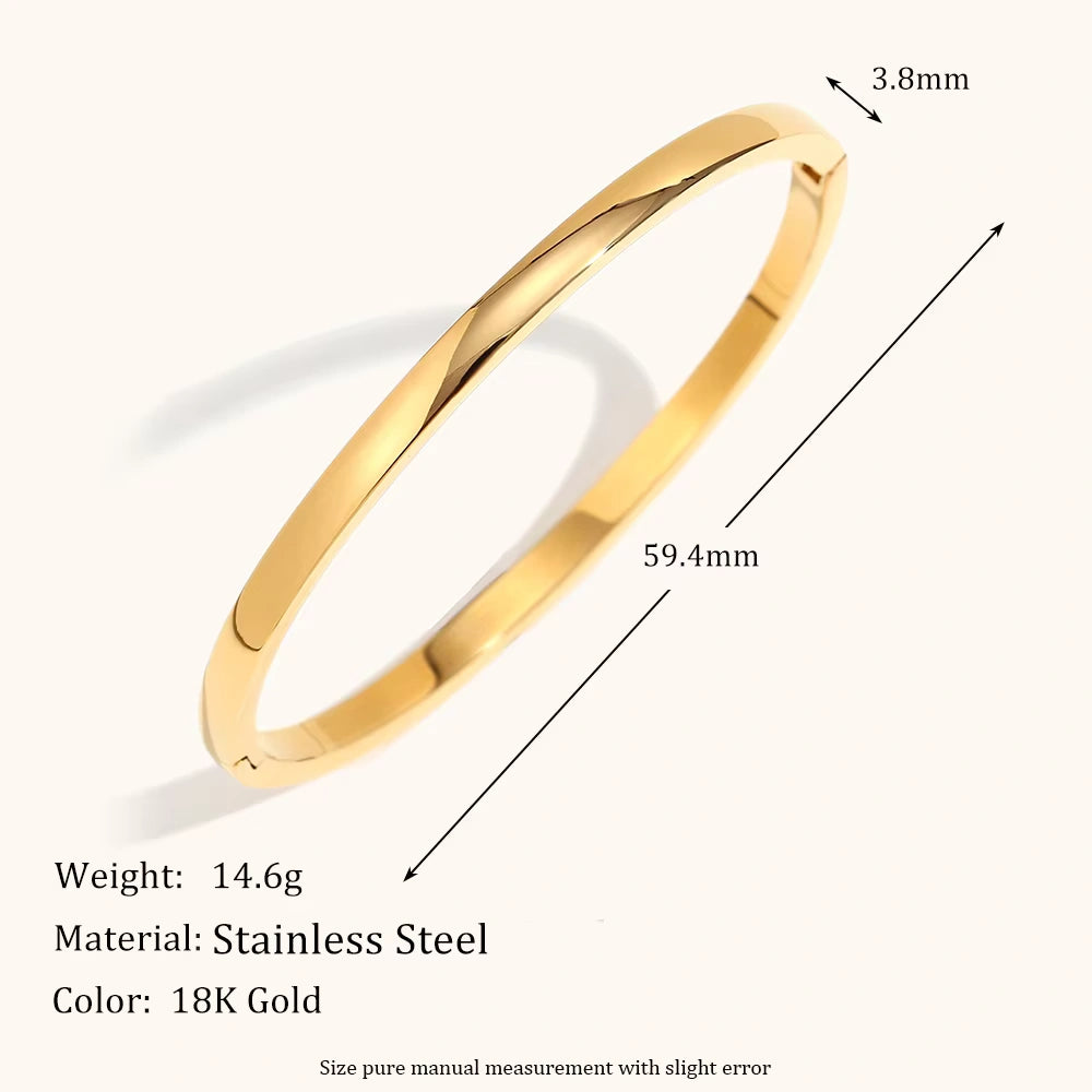 18KT Gold Plated Stackable Glossy Bangle 4mm - Atulya Jewellers