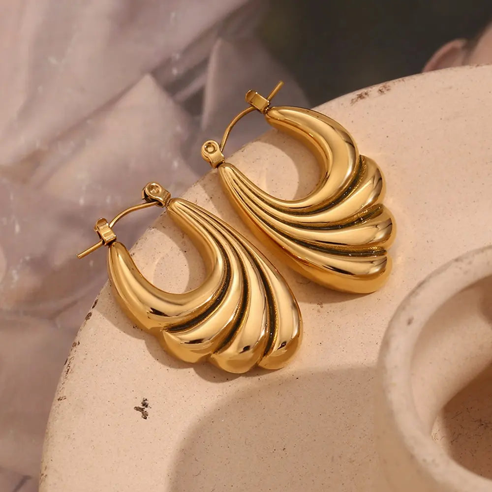 18KT Gold Plated Wing Hoop Earrings - Atulya Jewellers