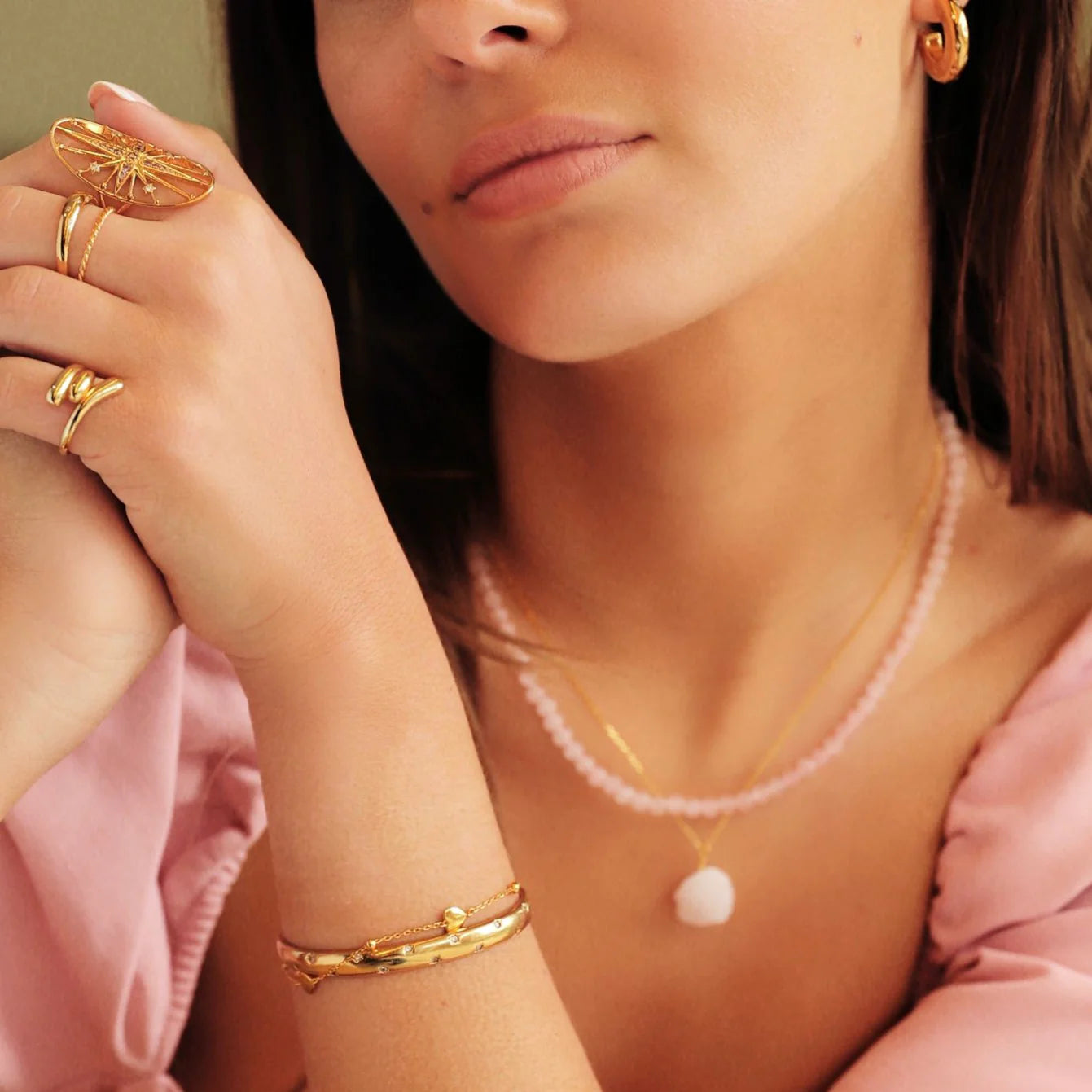 18KT Gold Plated Starburst Cuff Bracelet - Atulya Jewellers