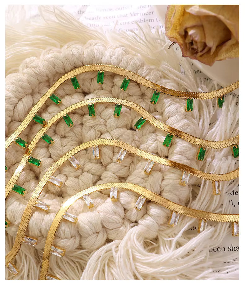 18KT Gold Plated Orlina Rhinestone Necklace - Atulya Jewellers