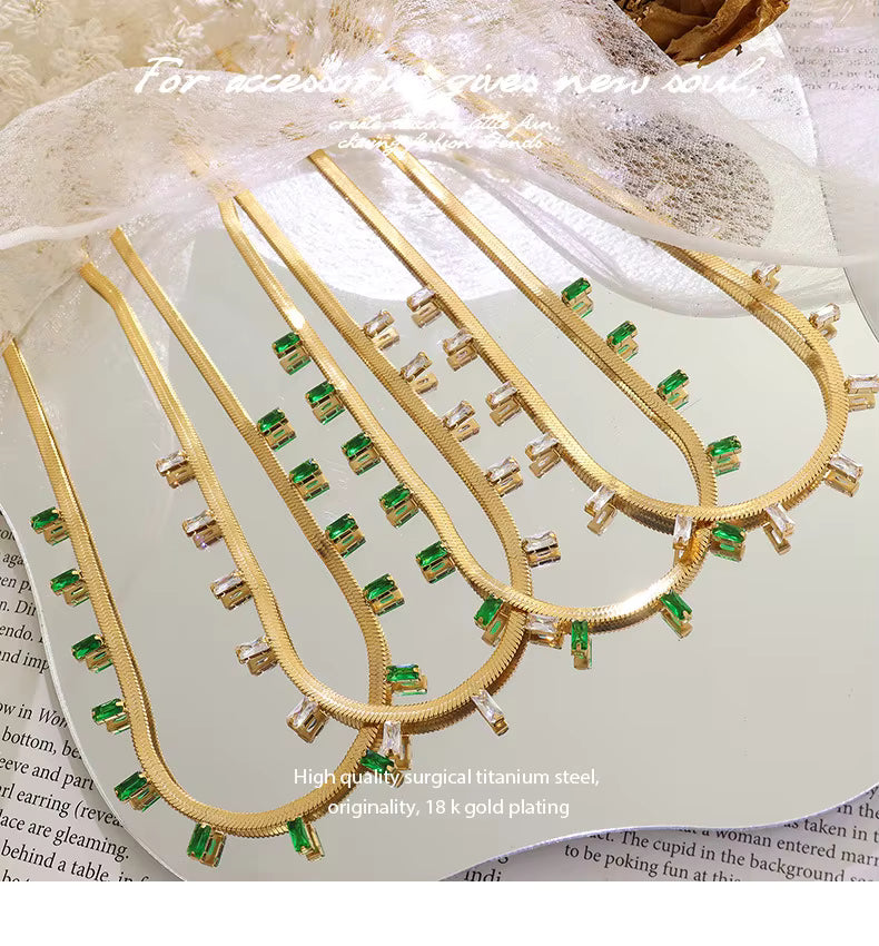 18KT Gold Plated Orlina Rhinestone Necklace - Atulya Jewellers