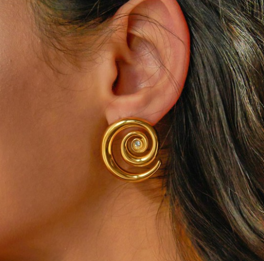 18KT Gold Plated Swirl Earrings - Atulya Jewellers