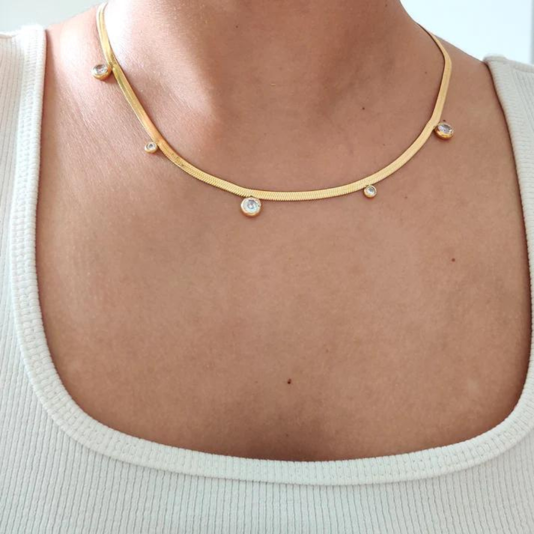 18KT Gold Plated Hazel CZ Necklace - Atulya Jewellers