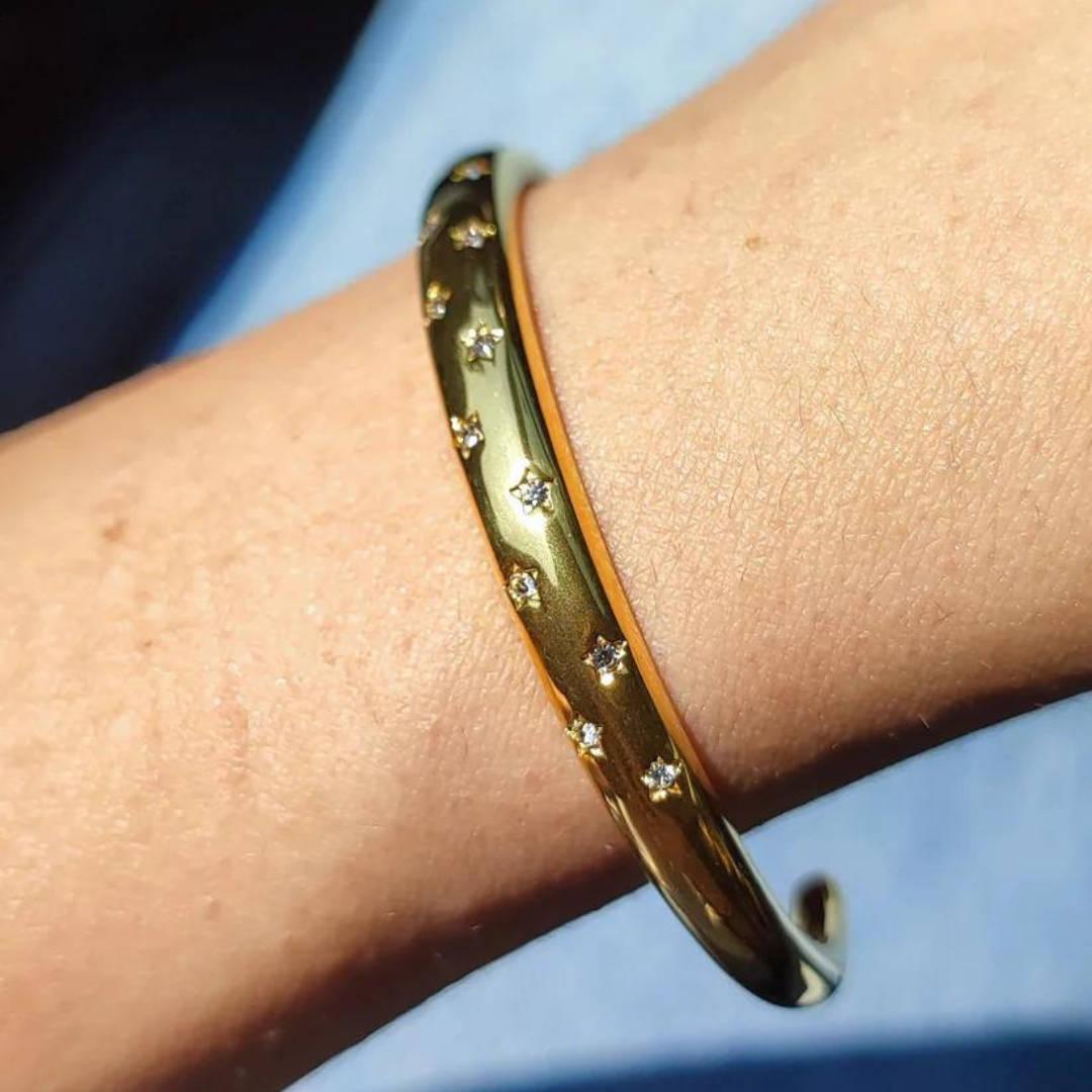 18KT Gold Plated Starburst Cuff Bracelet - Atulya Jewellers