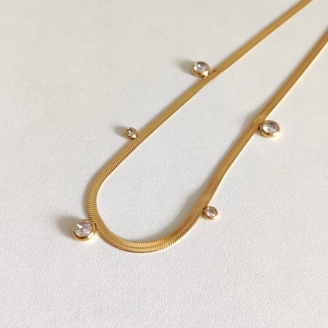 18KT Gold Plated Hazel CZ Necklace - Atulya Jewellers