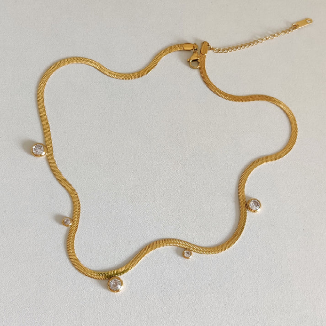 18KT Gold Plated Hazel CZ Necklace - Atulya Jewellers