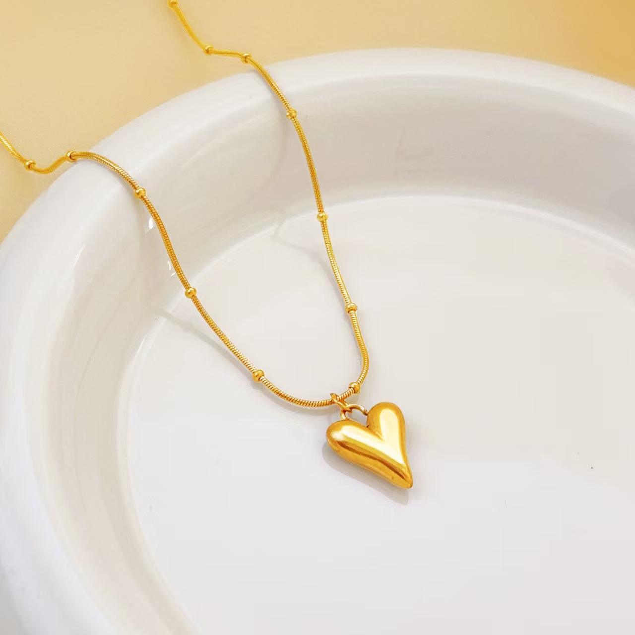 18KT Gold Plated Auric Heart Necklace - Atulya Jewellers