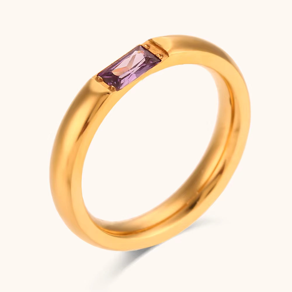 18KT Gold Plated Voletta Ring Purple - Atulya Jewellers