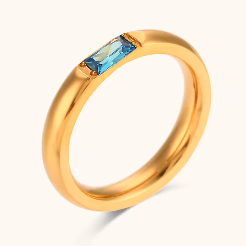 18KT Gold Plated Voletta Ring Blue - Atulya Jewellers