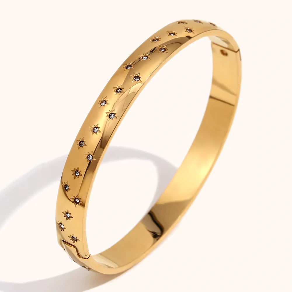18KT Gold Plated Starburst Nova Bangle - Atulya Jewellers