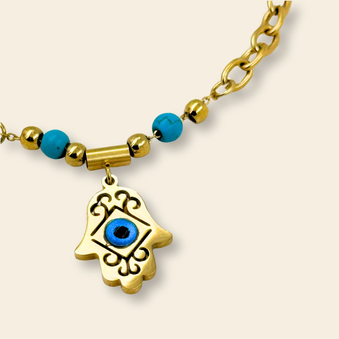 18KT Gold Plated Zyra Evil Eye Charm Bracelet - Atulya Jewellers