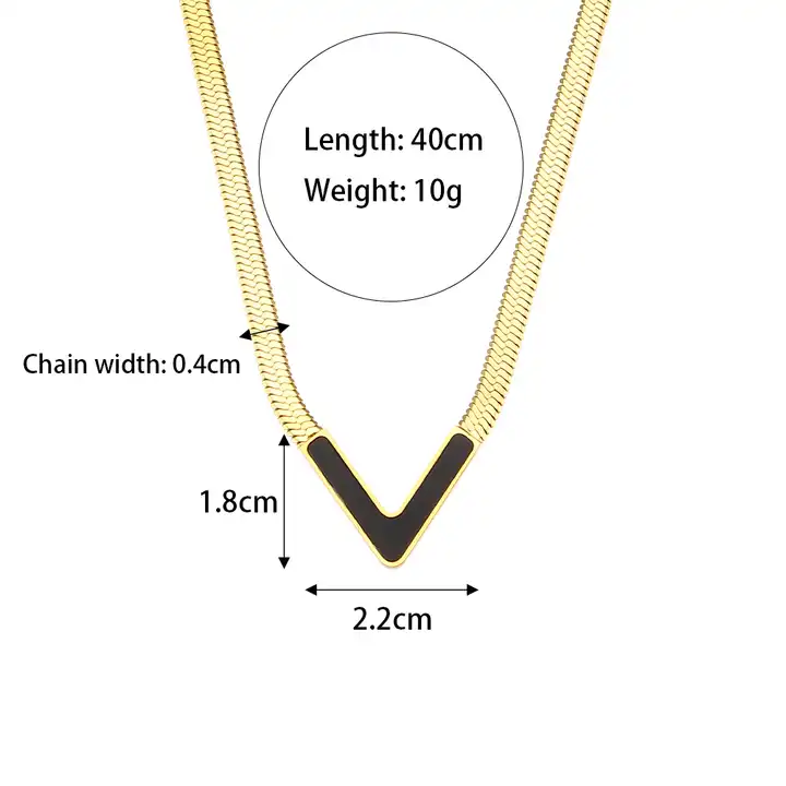 18KT Gold Plated Vee CZ Necklace - Atulya Jewellers