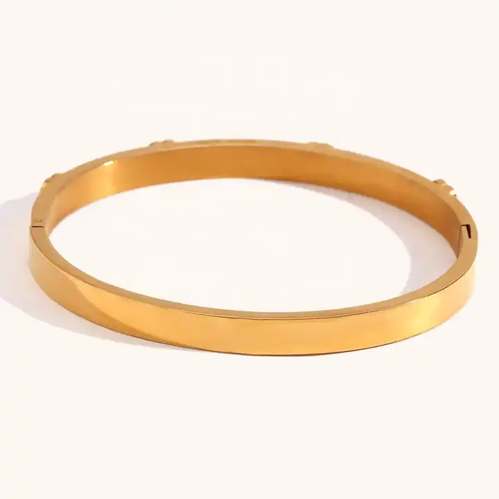18KT Gold Plated Heart CZ Bangle - Atulya Jewellers